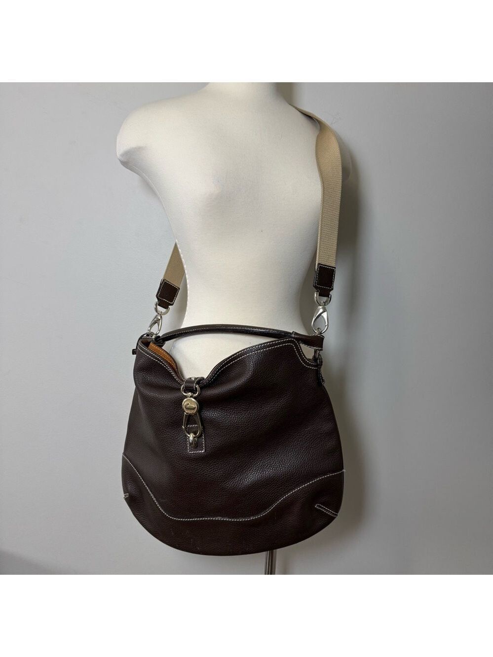 Dooney & Bourke Logo Lock Hobo Large Shoulder Bag Pebbled  Leather